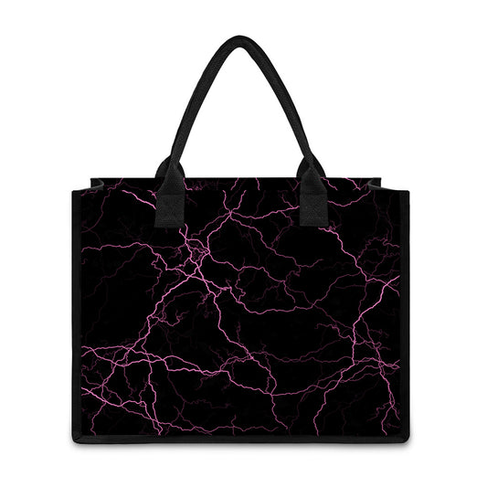 Purple Lightning Print Canvas Tote Bag