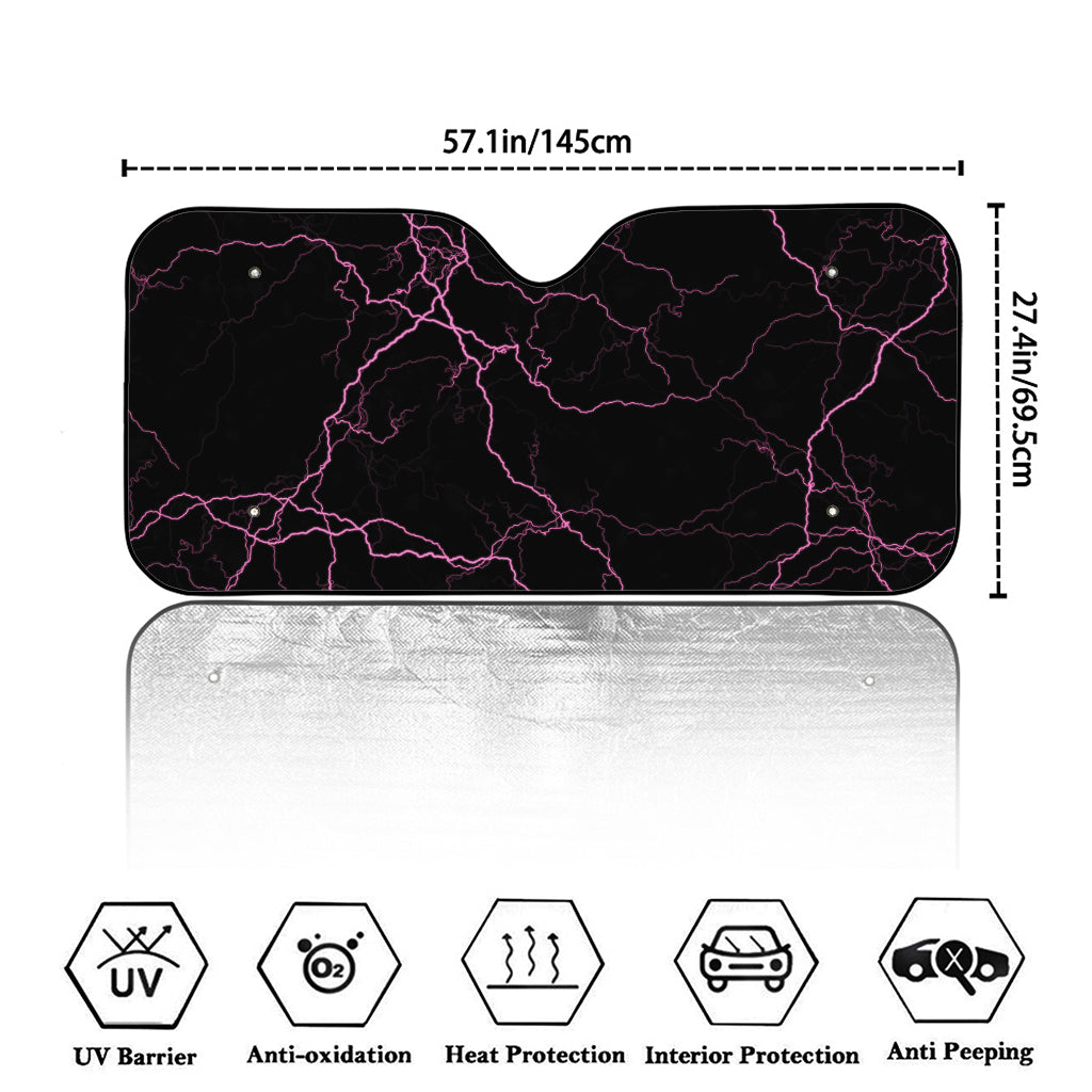 Purple Lightning Print Car Windshield Sun Shade