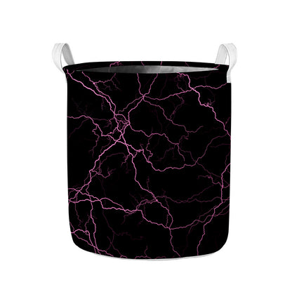 Purple Lightning Print Collapsible Laundry Basket