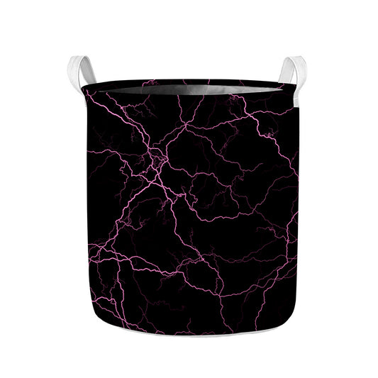 Purple Lightning Print Collapsible Laundry Basket