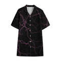 Purple Lightning Print Cotton Hawaiian Shirt