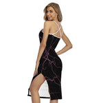 Purple Lightning Print Cross Back Cami Dress