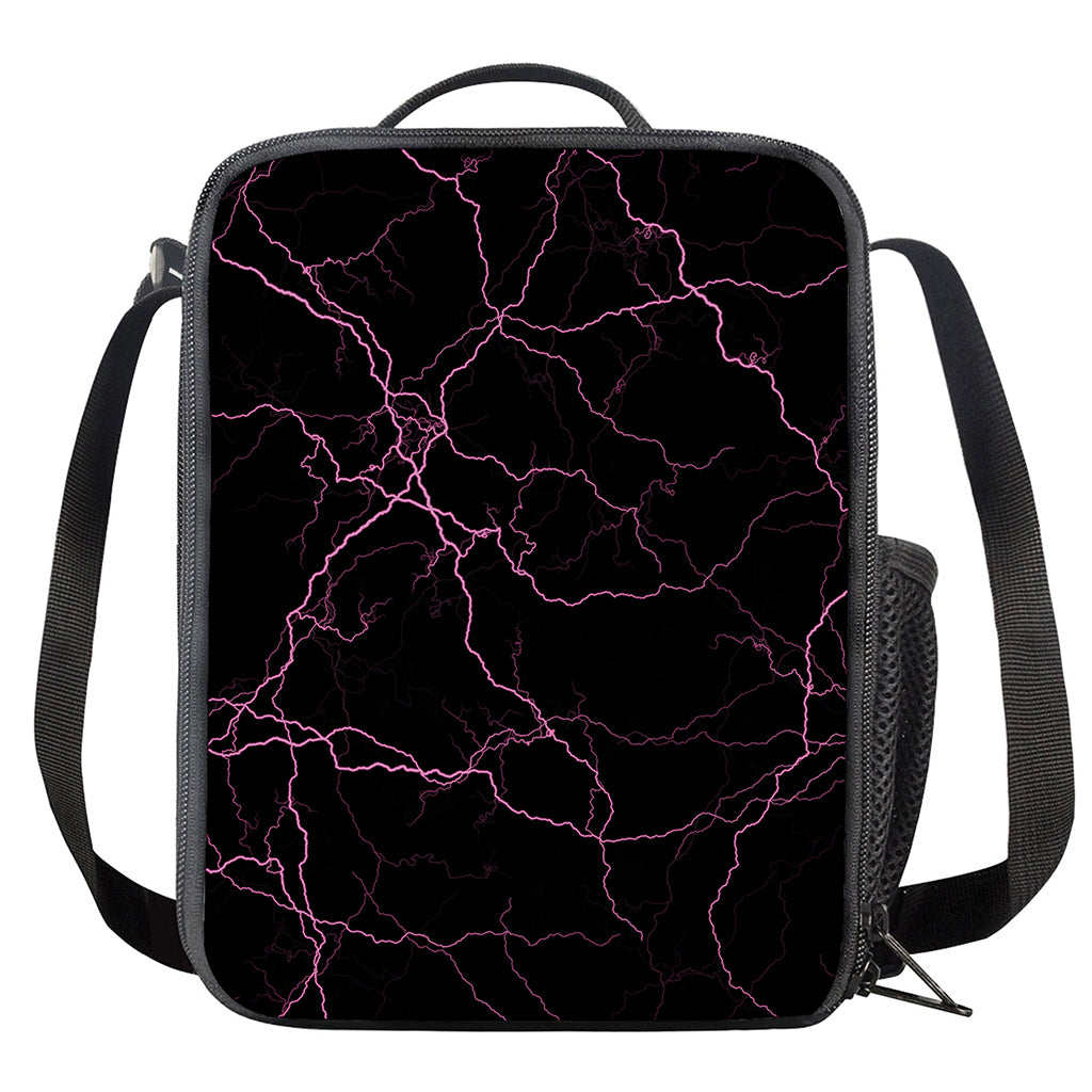 Purple Lightning Print Crossbody Lunch Bag