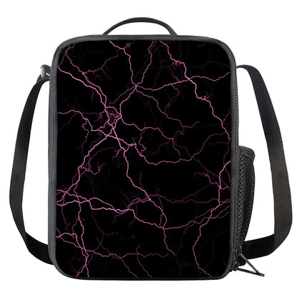 Purple Lightning Print Crossbody Lunch Bag