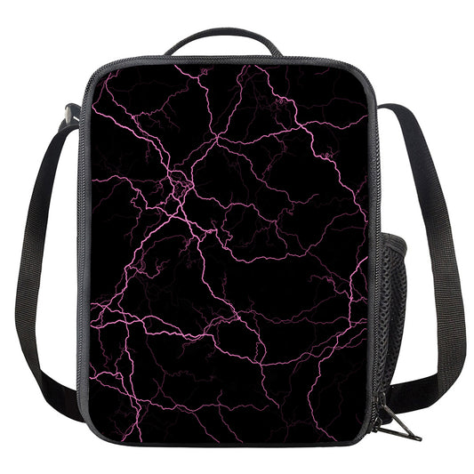 Purple Lightning Print Crossbody Lunch Bag