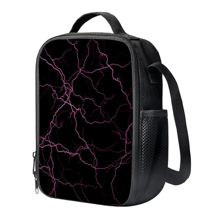 Purple Lightning Print Crossbody Lunch Bag