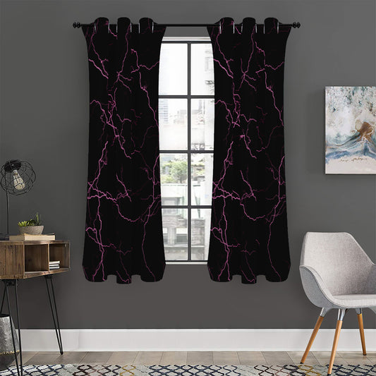Purple Lightning Print Curtain