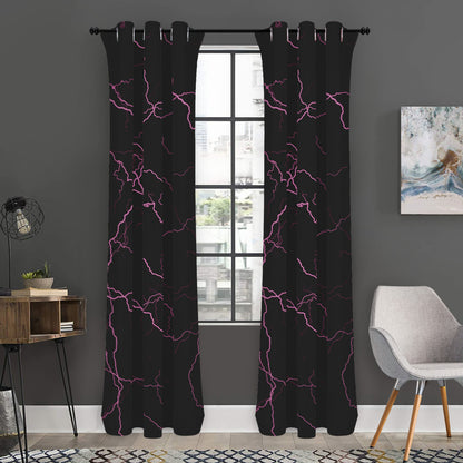Purple Lightning Print Curtain