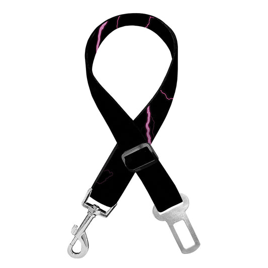 Purple Lightning Print Dog Seat Belt