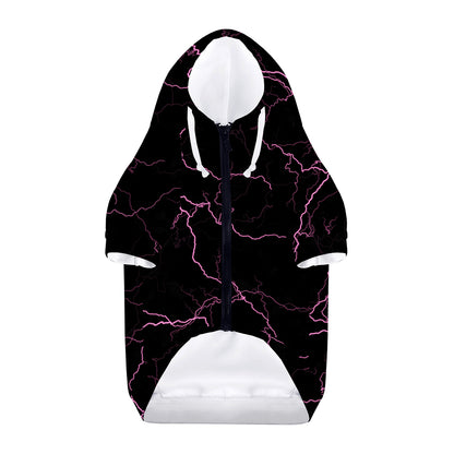 Purple Lightning Print Dog Zip Up Hoodie