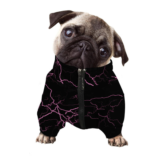 Purple Lightning Print Dog Zip Up Jacket