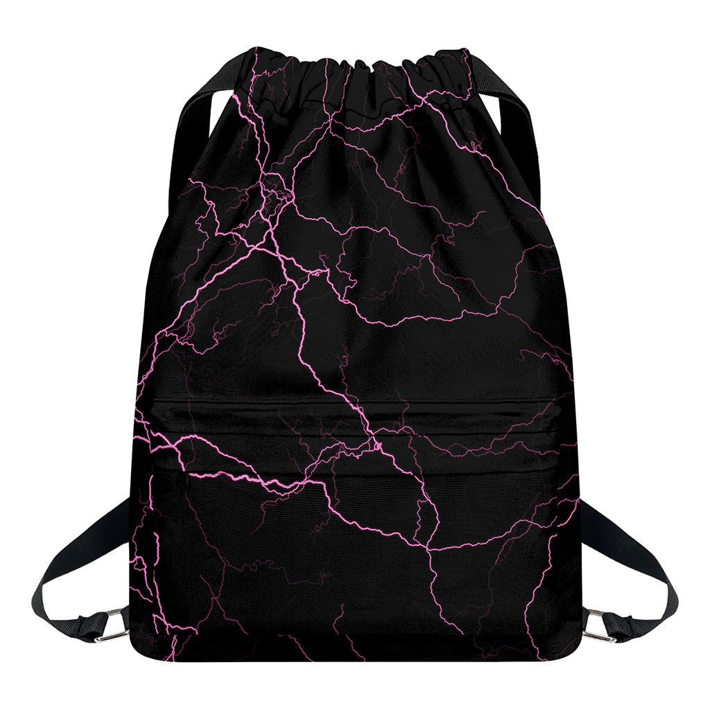 Purple Lightning Print Drawstring Backpack