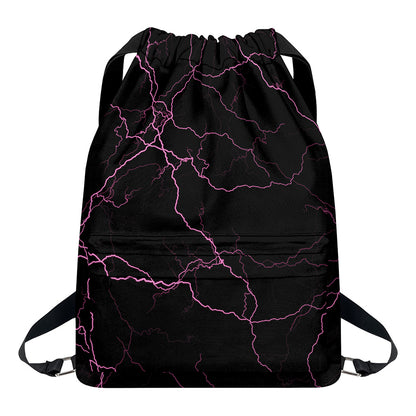 Purple Lightning Print Drawstring Backpack