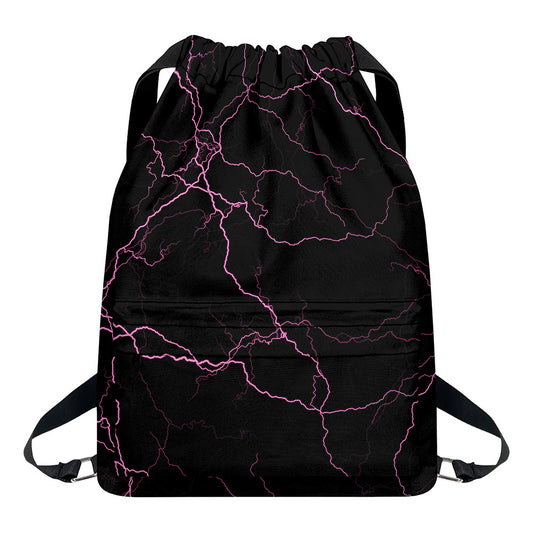 Purple Lightning Print Drawstring Backpack