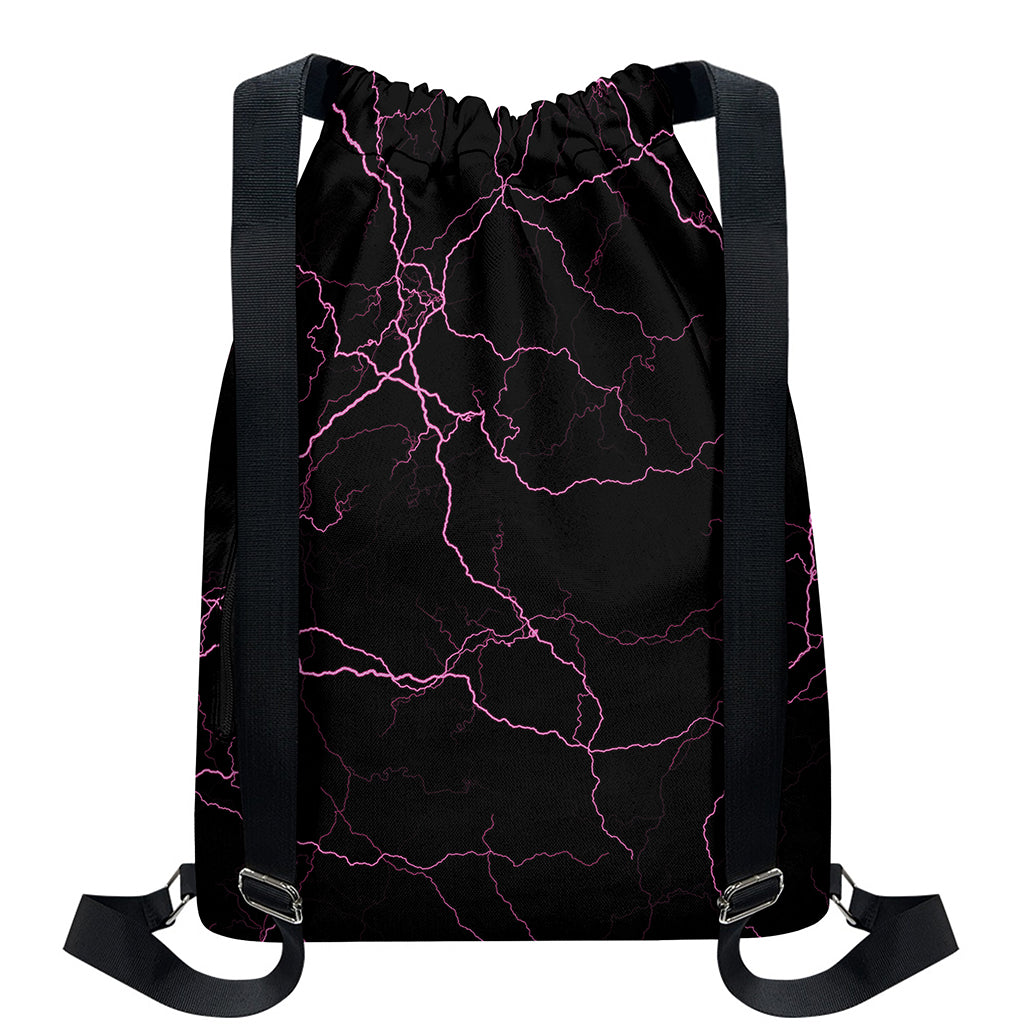 Purple Lightning Print Drawstring Backpack