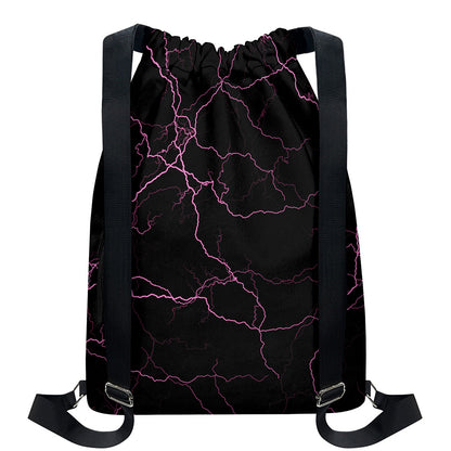 Purple Lightning Print Drawstring Backpack