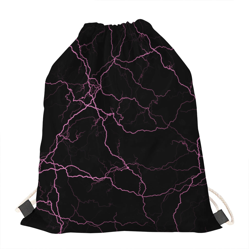 Purple Lightning Print Drawstring Bag