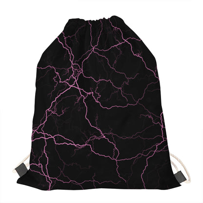 Purple Lightning Print Drawstring Bag