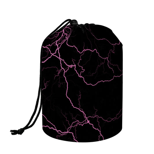 Purple Lightning Print Drawstring Makeup Bag