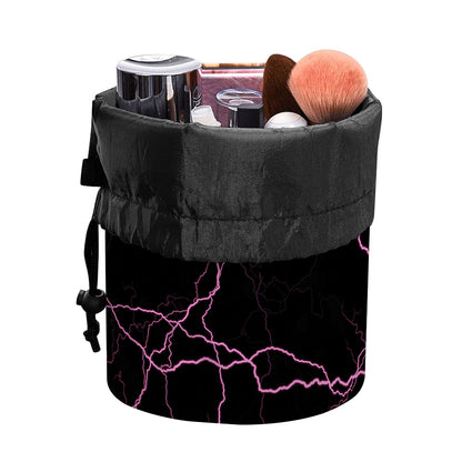 Purple Lightning Print Drawstring Makeup Bag