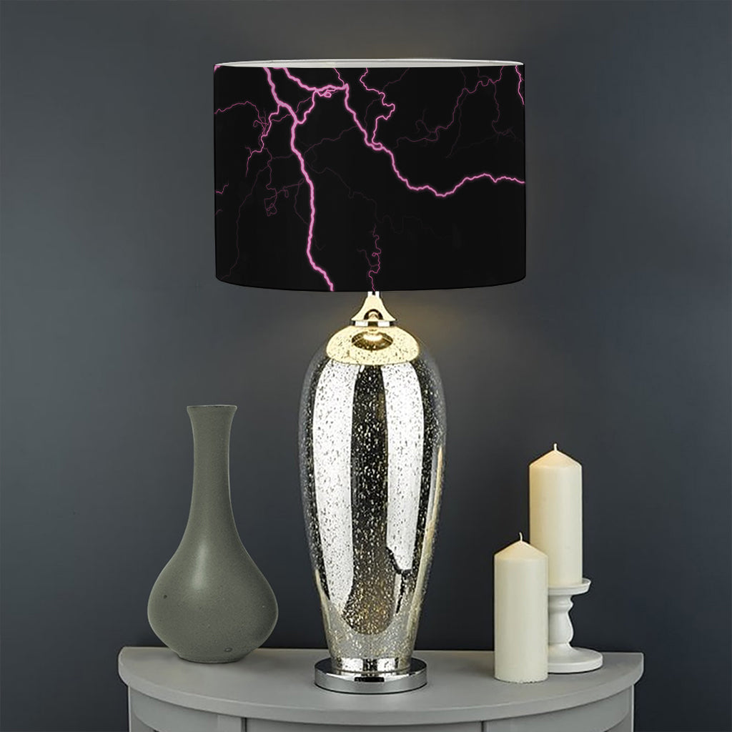Purple Lightning Print Drum Lamp Shade