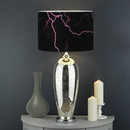 Purple Lightning Print Drum Lamp Shade