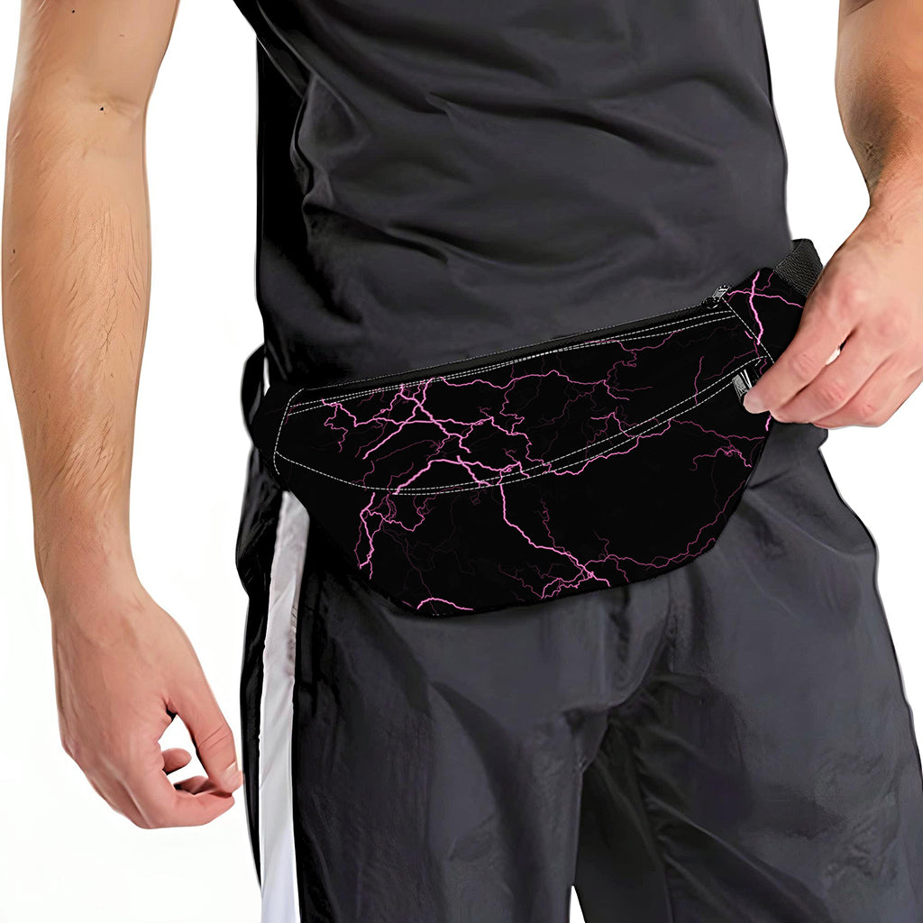 Purple Lightning Print Fanny Pack