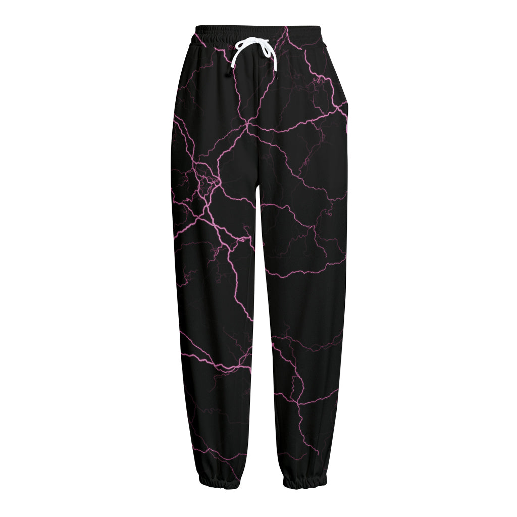 Purple Lightning Print Fleece Lined Knit Pants