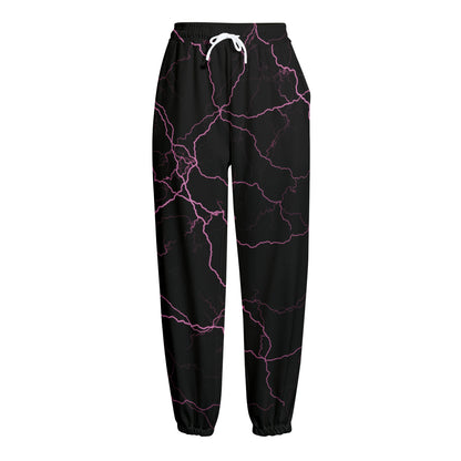 Purple Lightning Print Fleece Lined Knit Pants