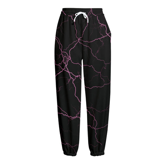Purple Lightning Print Fleece Lined Knit Pants