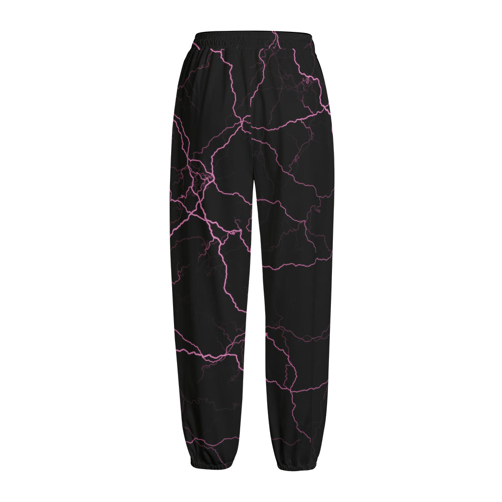 Purple Lightning Print Fleece Lined Knit Pants