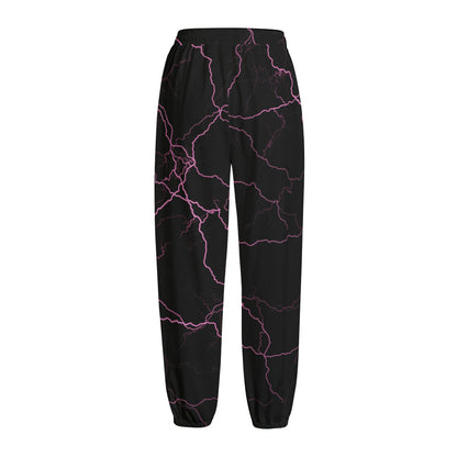 Purple Lightning Print Fleece Lined Knit Pants