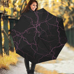 Purple Lightning Print Foldable Umbrella