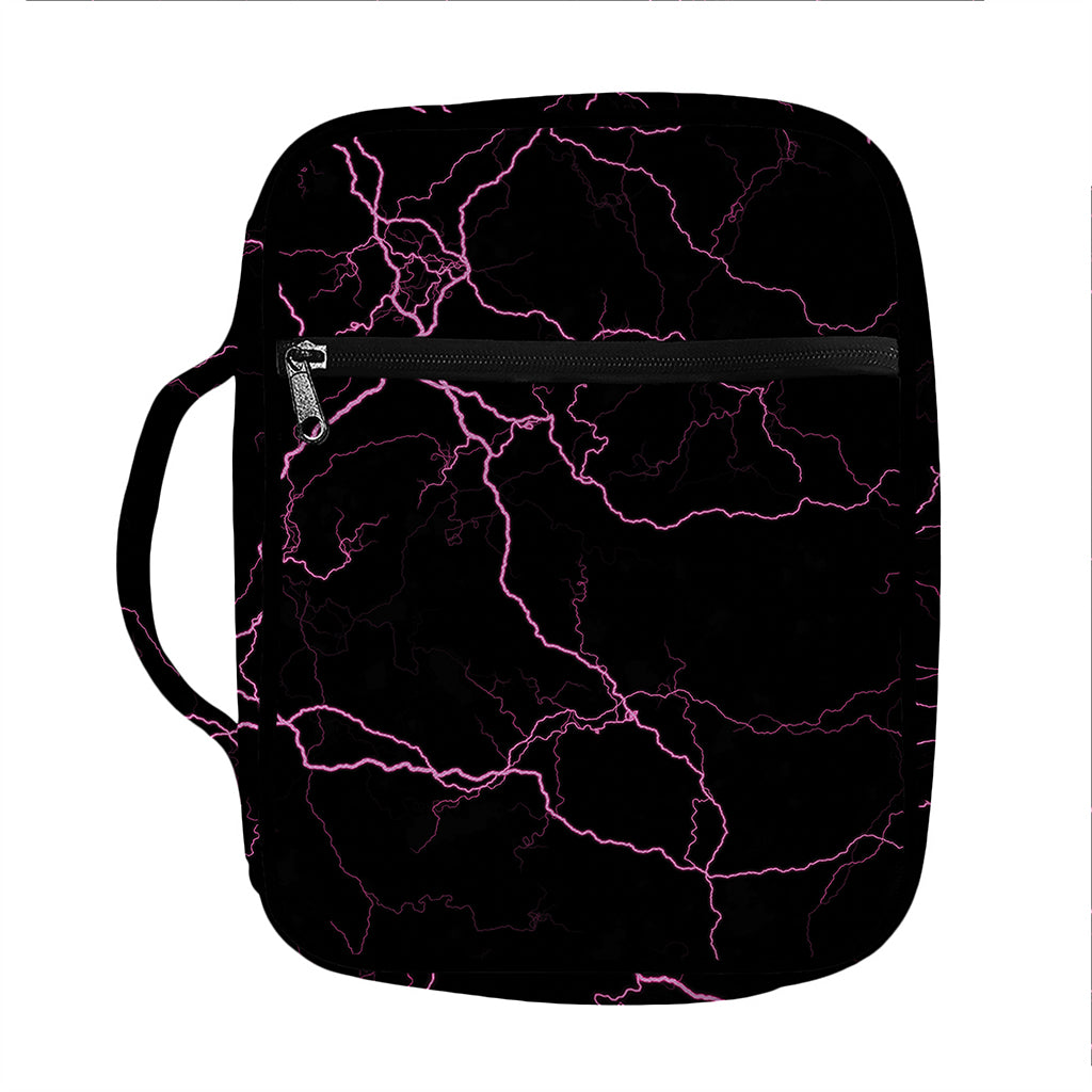Purple Lightning Print Front Pocket Bible Bag