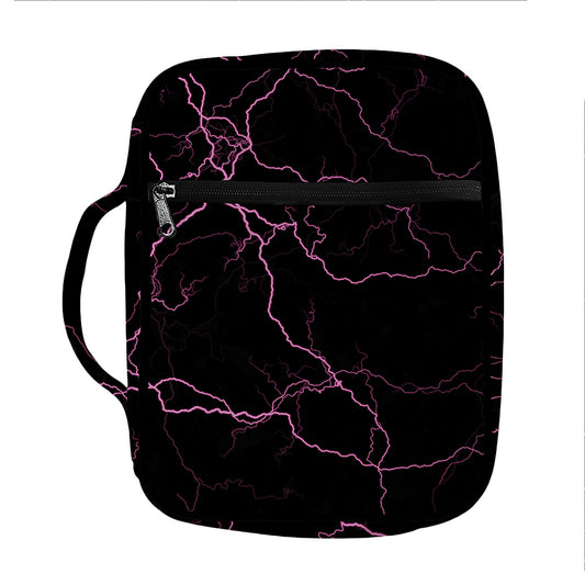 Purple Lightning Print Front Pocket Bible Bag