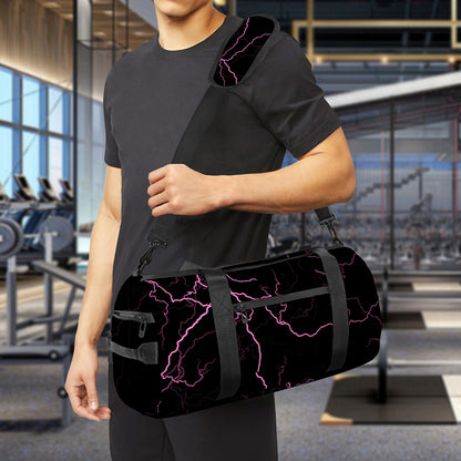 Purple Lightning Print Gym Bag