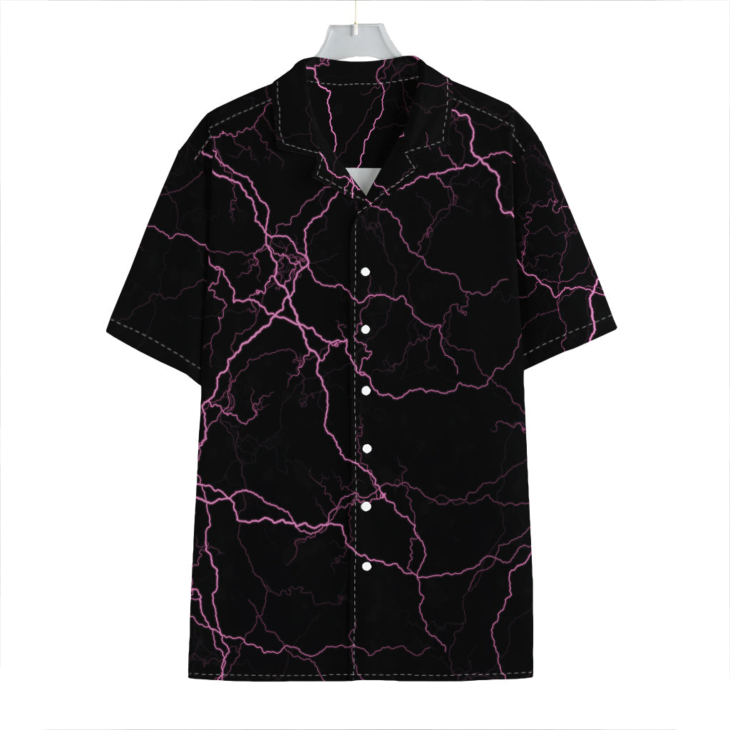 Purple Lightning Print Hawaiian Shirt