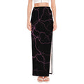 Purple Lightning Print High Slit Maxi Skirt