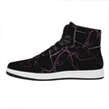 Purple Lightning Print High Top Leather Sneakers