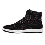 Purple Lightning Print High Top Leather Sneakers