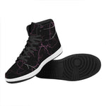 Purple Lightning Print High Top Leather Sneakers