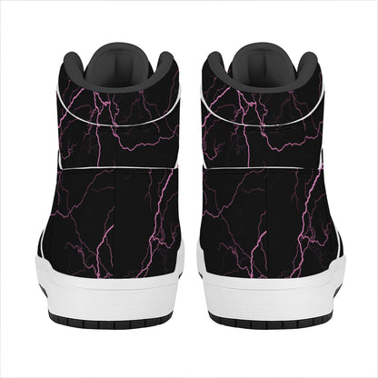 Purple Lightning Print High Top Leather Sneakers