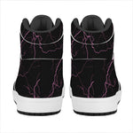 Purple Lightning Print High Top Leather Sneakers