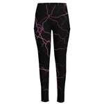 Purple Lightning Print High-Waisted Pocket Leggings