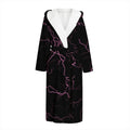 Purple Lightning Print Hooded Bathrobe