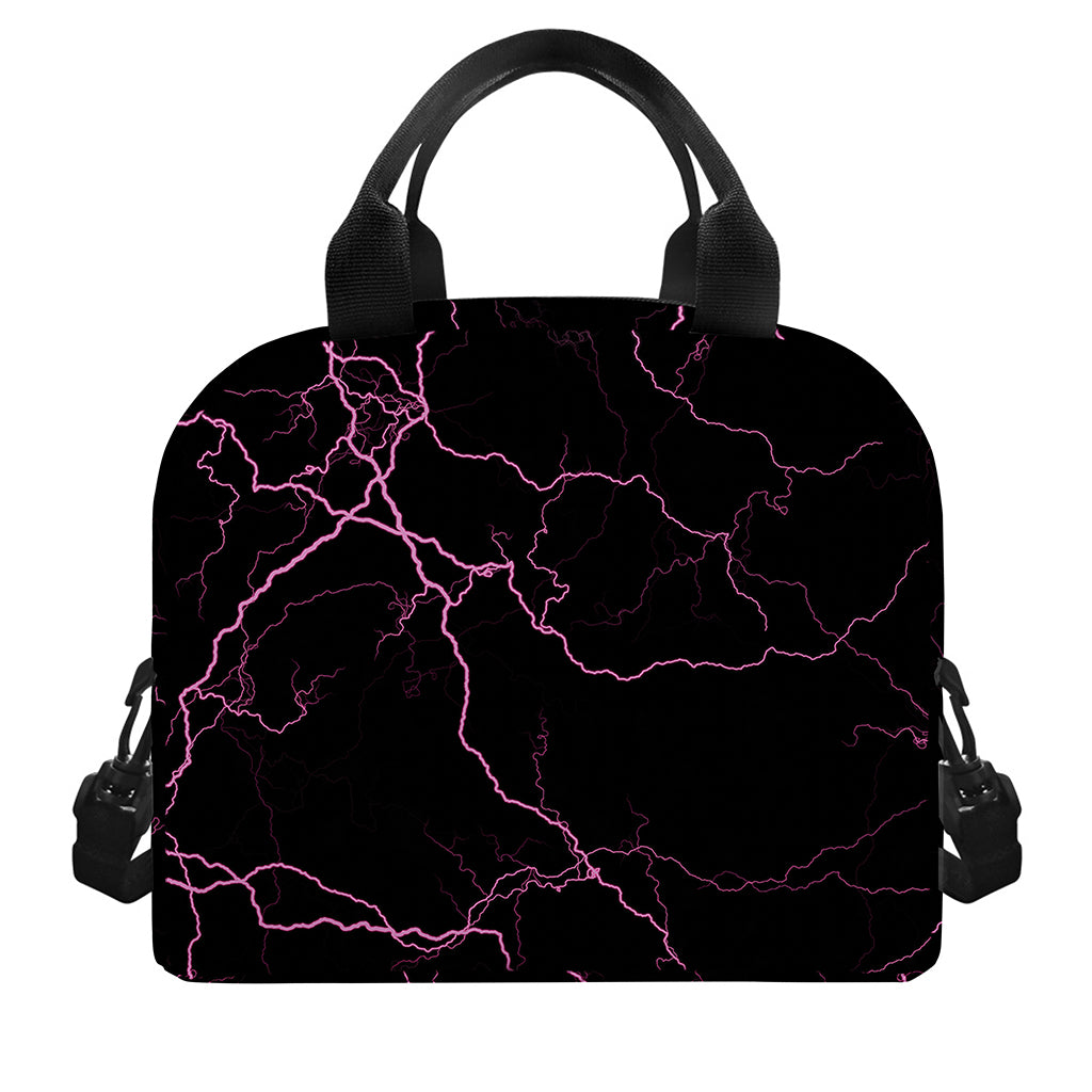 Purple Lightning Print Insulated Lunch Bag
