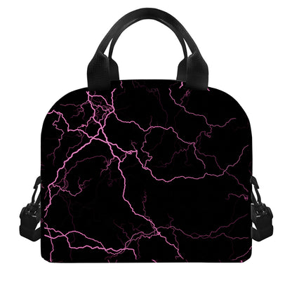Purple Lightning Print Insulated Lunch Bag