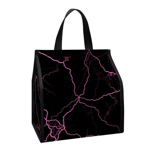 Purple Lightning Print Insulated Lunch Tote