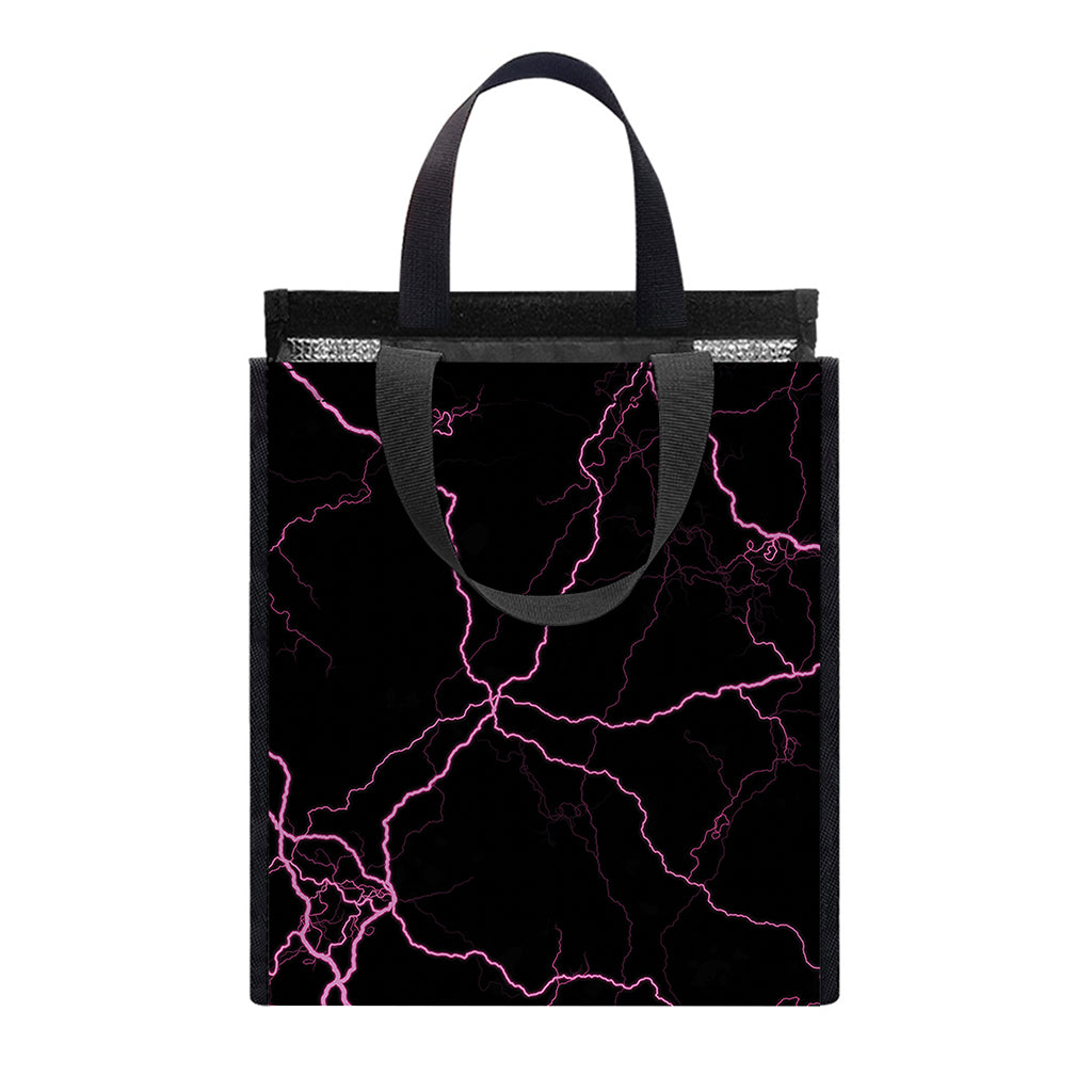 Purple Lightning Print Insulated Lunch Tote