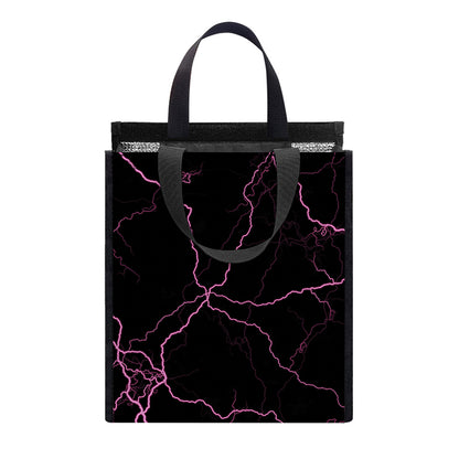 Purple Lightning Print Insulated Lunch Tote